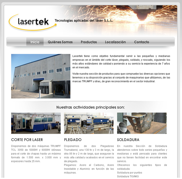 Imagen homepage de la web de Lasertek