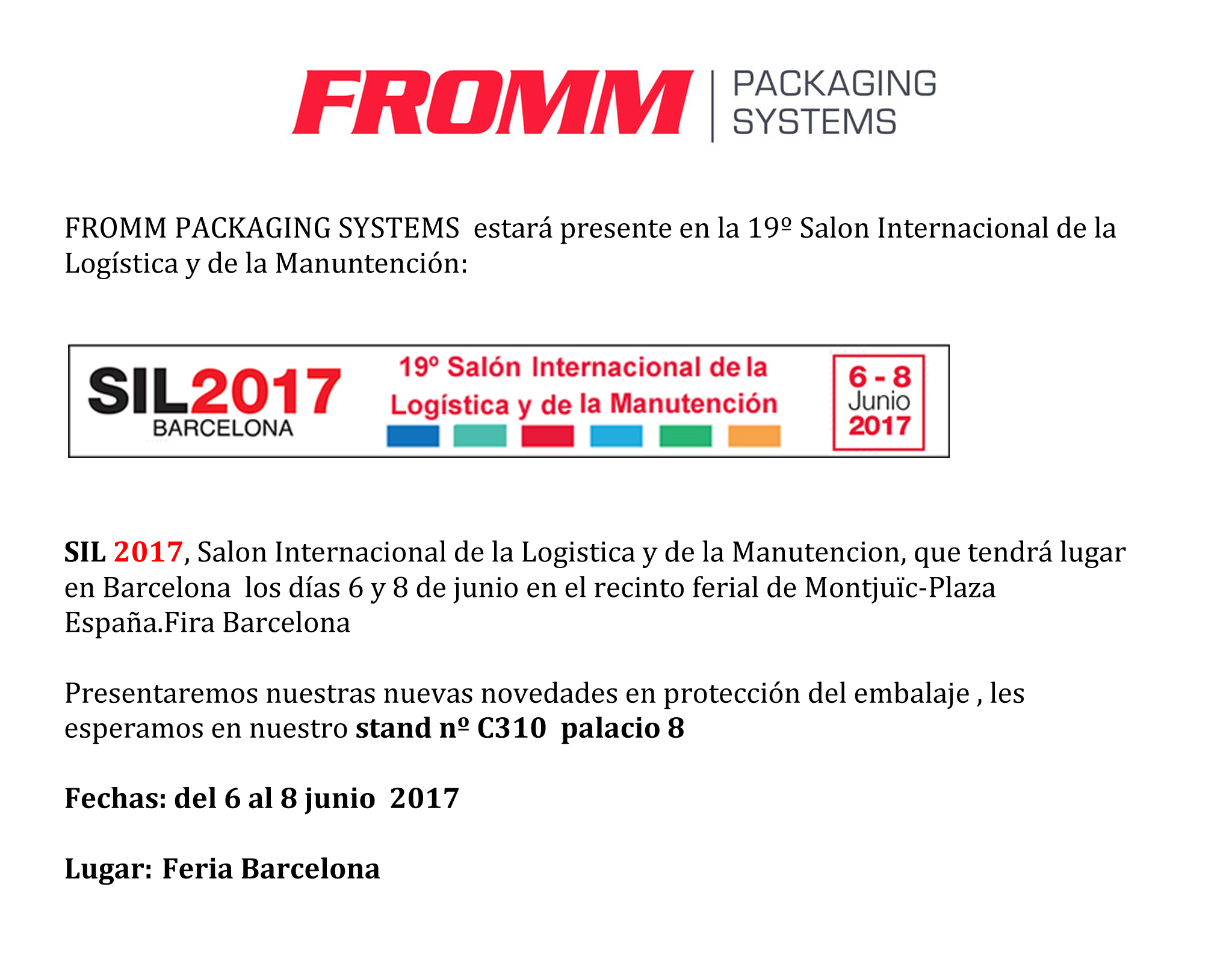 FROMM asistirá a SIL 2017 Barcelona