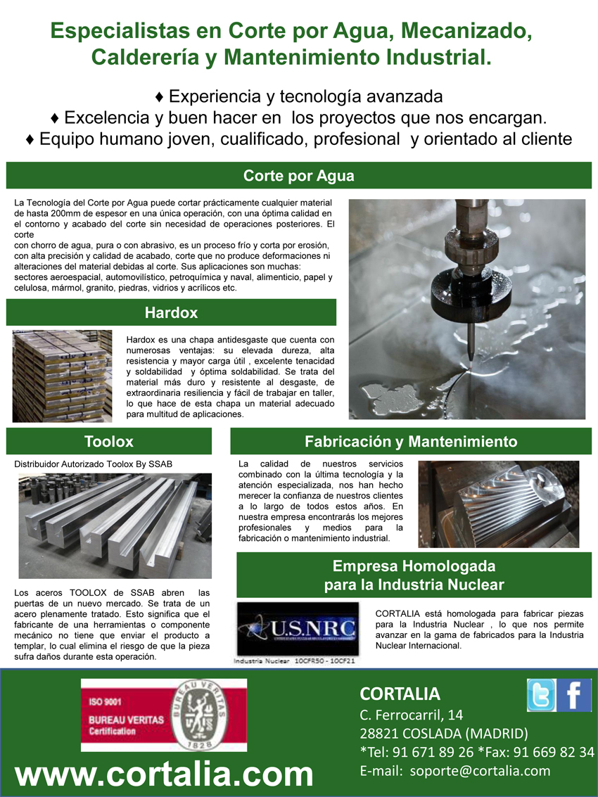 Especialistas en Corte por Agua, Mecanizado, Calderería y Mantenimiento Industrial