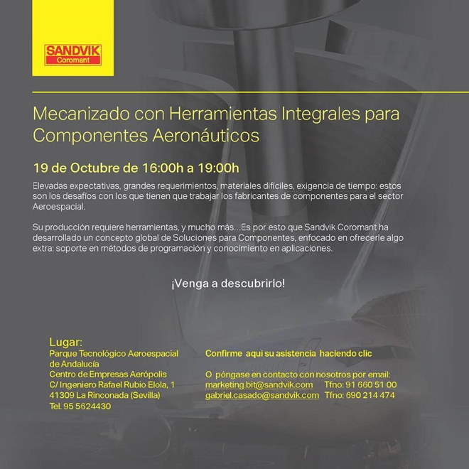 IAM: Jornadas de Mecanizado con herramientas integrales para componentes aeronáuticos