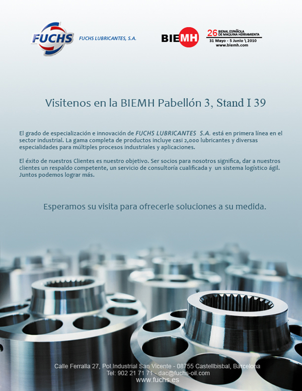 Fuchs Lubricantes, SA en la 26 BIEMH - Pabellón 3 Stand I39