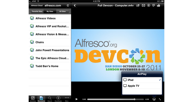 Las nuevas aplicaciones de Alfresco Mobile permiten edición de ida y vuelta integrándose con Quickoffice en iPad