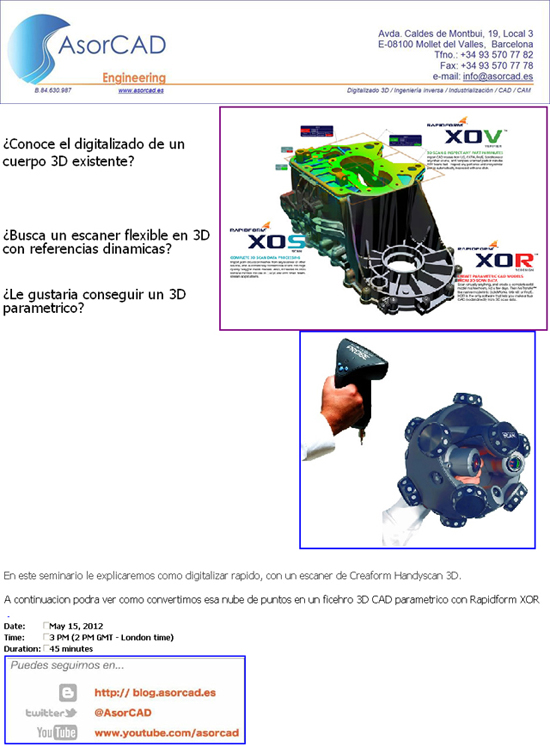 AsorCAD: Seminario "Del Digitalizado 3D al fichero CAD Parametrico"