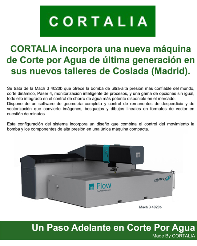 Cortalia incorpora una nueva máquina de Corte por Agua de última generación en sus talleres de Coslada