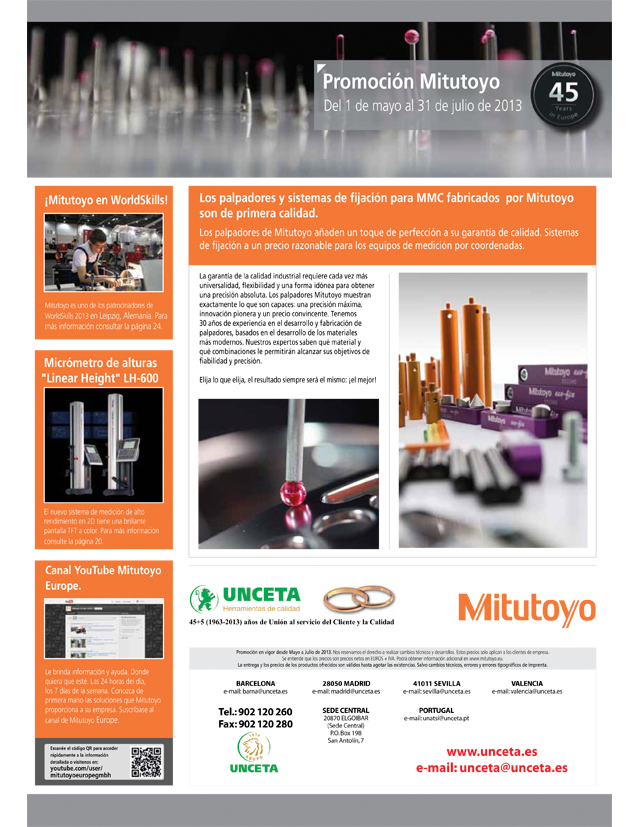 Promoción de productos Mitutoyo del 1 de Mayo al 31 de Julio