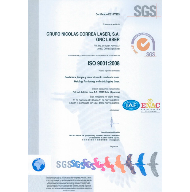 GNC Láser - Renovación ISO 9001