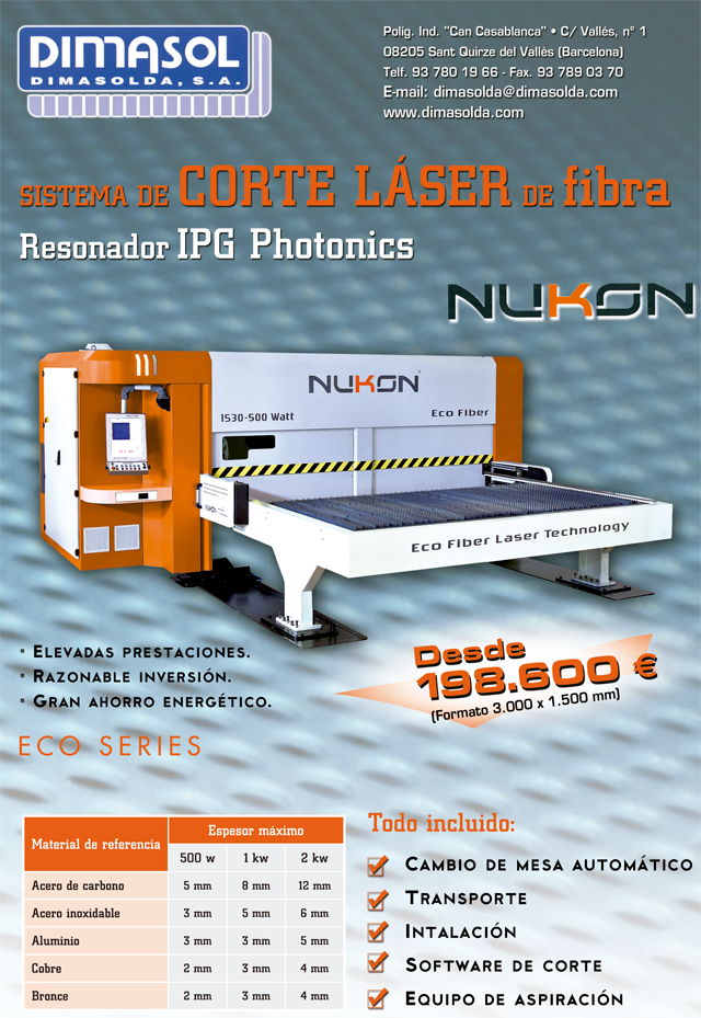 DIMASOLDA,SA: Nuevo Sistema de CORTE LÁSER de Fibra NUKON