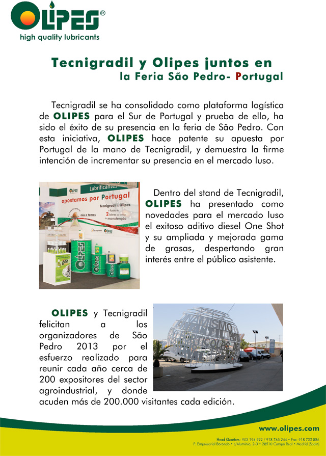 Tecnigradil y Olipes juntos en la Feria São Pedro- Portugal