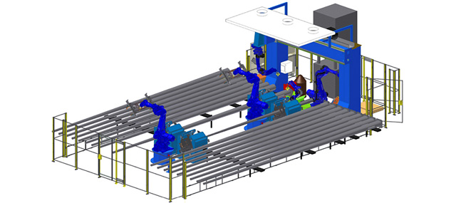 YASKAWA ha desarrollado una solución robotizada estándar para el corte y soldadura de postes de alumbrado