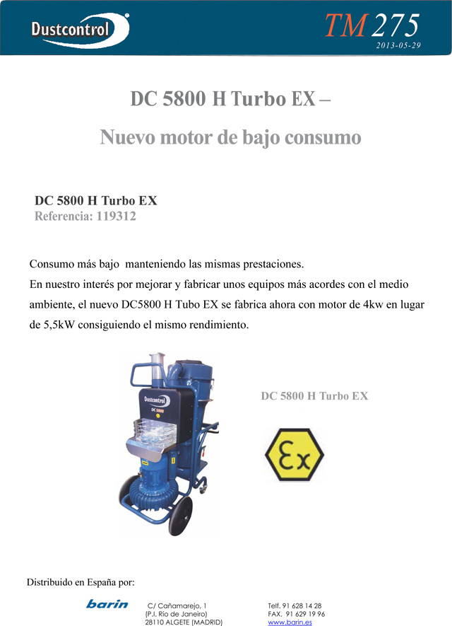 Dustcontrol motor de bajo consumo para el DC5800 H Turbo EX