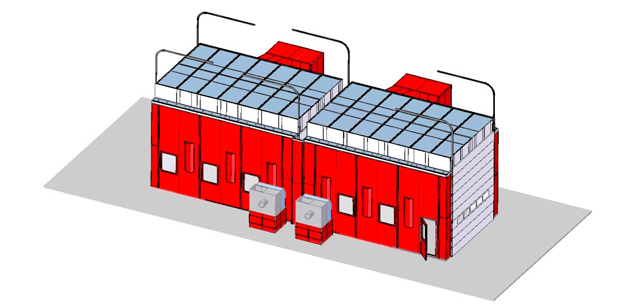 Cabina de pintura con dos módulos independientes: Instalada en Metalplak Transformaciones Metálicas, S.L.