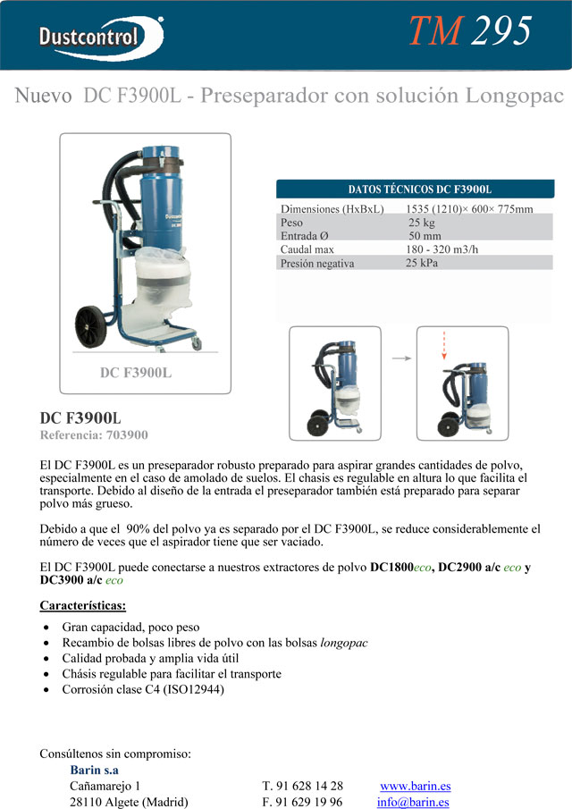 Nuevo DC F3900L - Preseparador con solución Longopac