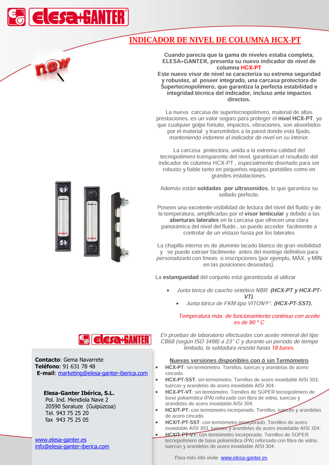 ELESA+GANTER: NUEVOS INDICADORES DE NIVEL