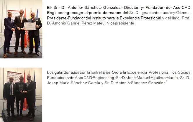 AsorCAD Engineering galardonada con la Estrella de Oro a la Excelencia Profesional 