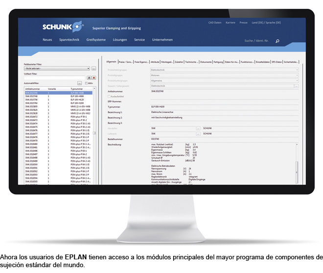 SCHUNK comienza la integración del mayor programa de pinzas en todo el mundo, en el portal de datos EPLAN 