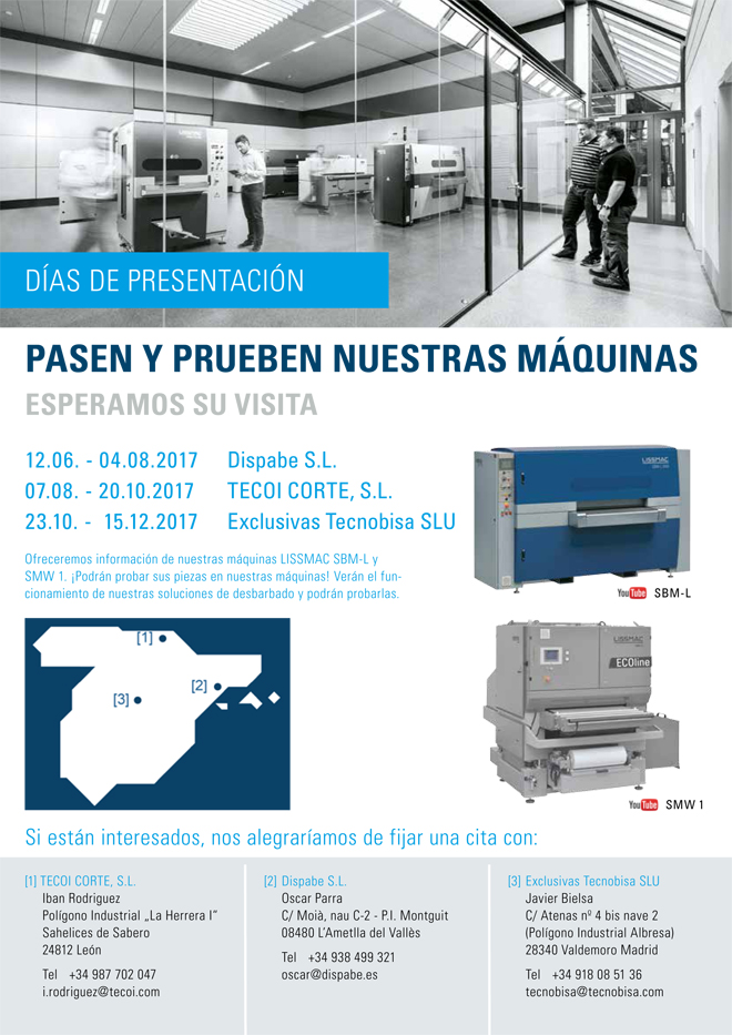 TECNOBISA: Días de presentación PASEN Y PRUEBEN NUESTRAS MÁQUINAS