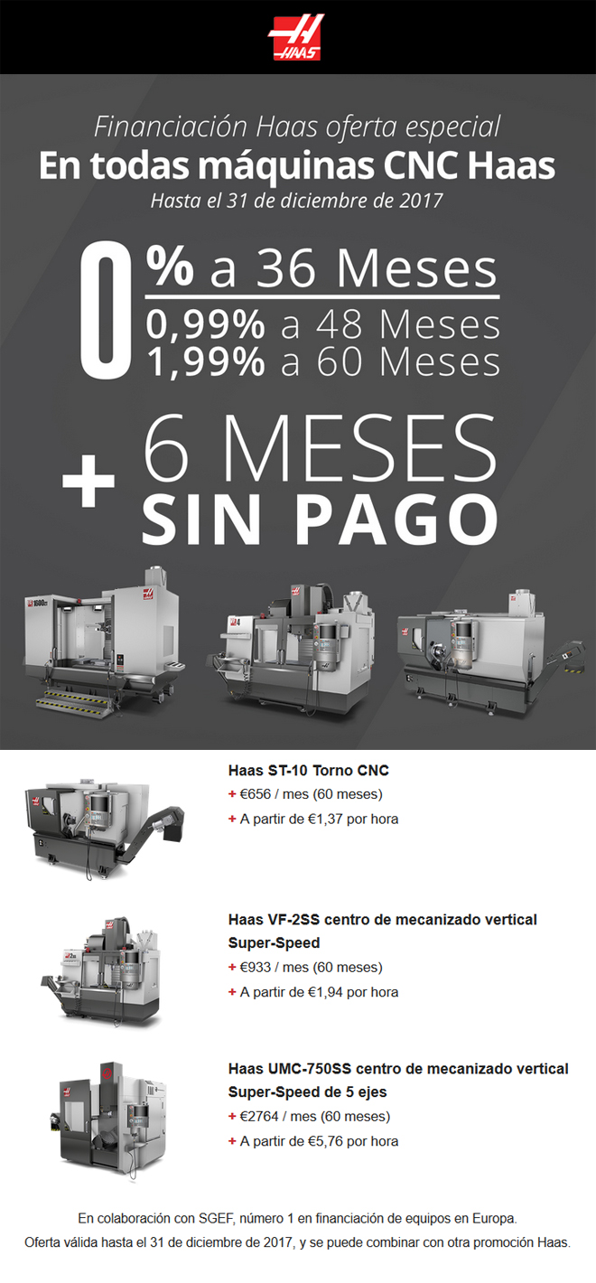 HAAS: Financiación Haas oferta especial. En todas máquinas CNC Haas