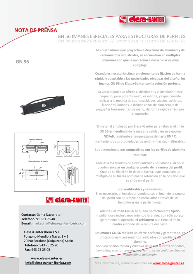 ELESA + GANTER, presenta en Hispack los nuevos Imanes GN 56