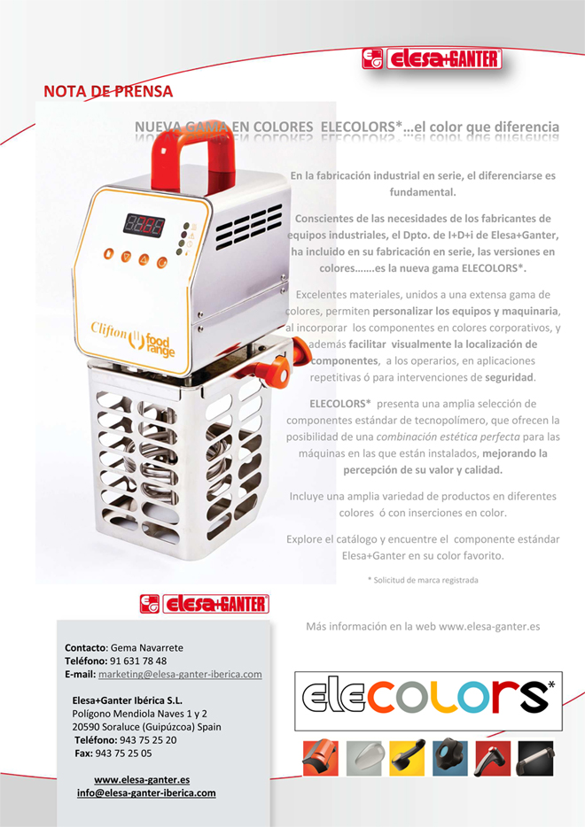 ELESA + GANTER: Nueva gama ELECOLORS