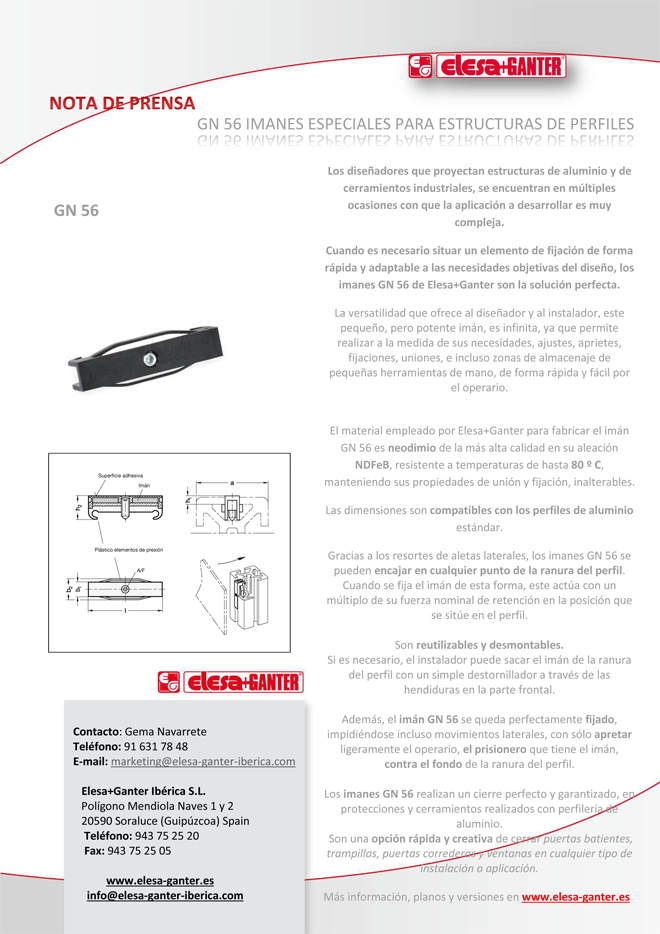 ELESA+GANTER: GN 56 Imanes especiales para perfiles