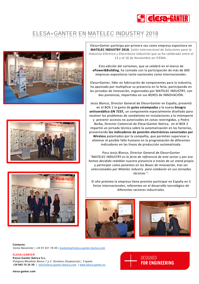 ELESA+GANTER en Matelec Industry