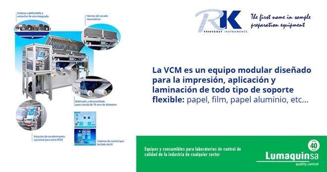 VCM de RK PRINT, equipo modular para la impresión, aplicación y laminación de soportes flexibles