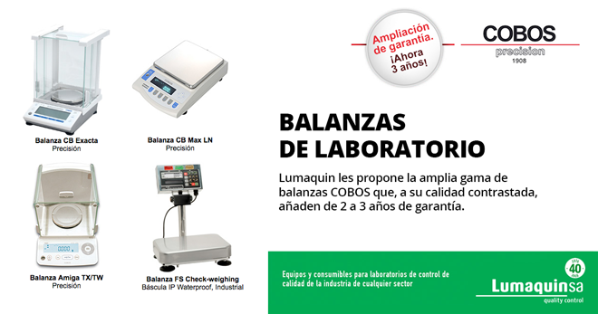 LUMAQUIN: Balanzas de laboratorio COBOS, ¡ahora con 3 años de garantía!