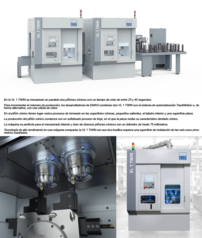 VL 1 TWIN de EMAG: Reducción masiva de costes por pieza para piñones cónicos