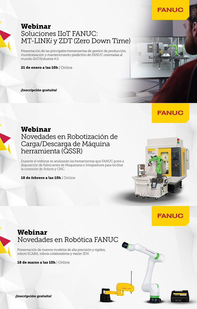 FANUC Iberia presenta su programa de webinars para el primer trimestre de 2021