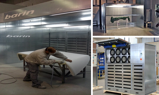 BARIN: aspiración & filtración de polvo de materiales compuestos, plásticos, fibras y metales