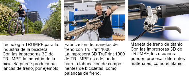 Los ciclistas frenan mejor con frenos impresos en las máquinas 3D de TRUMPF
