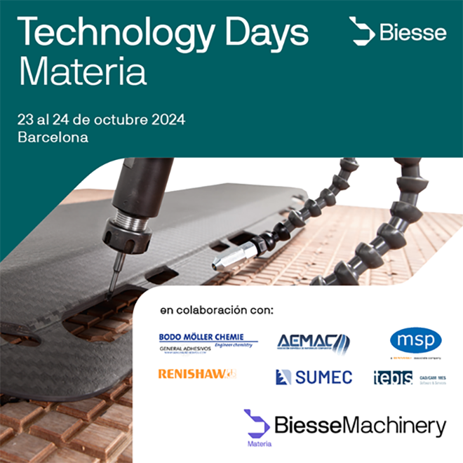 Tebis Iberia participará en los Technology Days Materia organizados por Biesse Ibérica