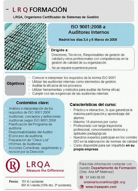 LRQA - CURSO ISO 9001:2008 AUDITORES INTERNOS